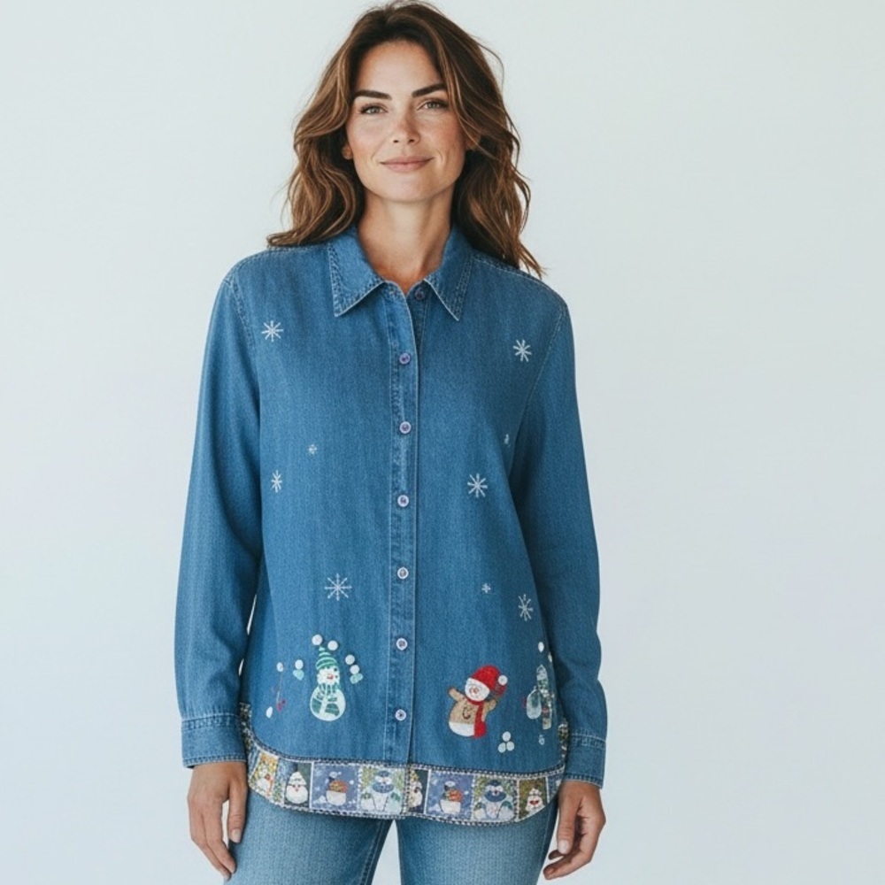 Lemon Grass Christmas shirt XL. Denim. Christmas long sleeve very good condition